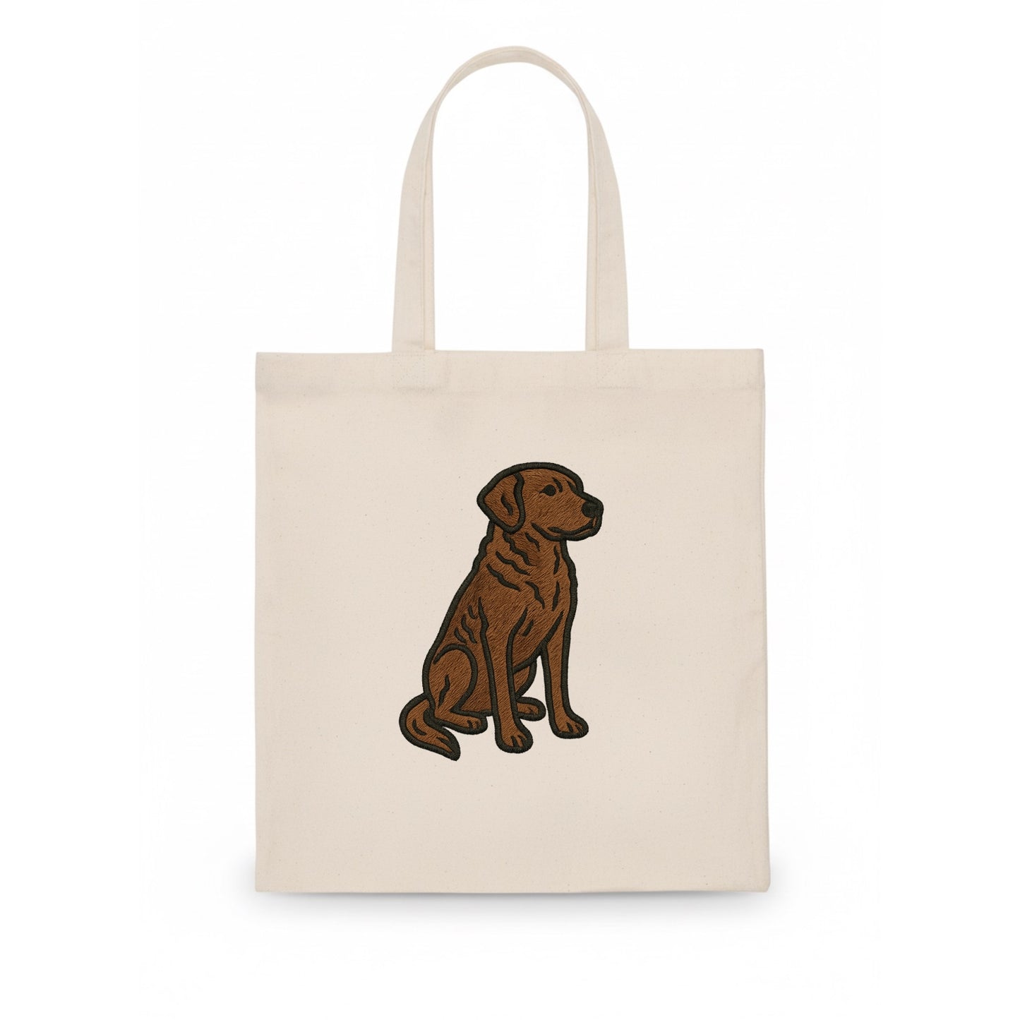 Chesapeake Bay Retriever - Brown wavy coat embroidered sitting pose - Tote Bag - white
