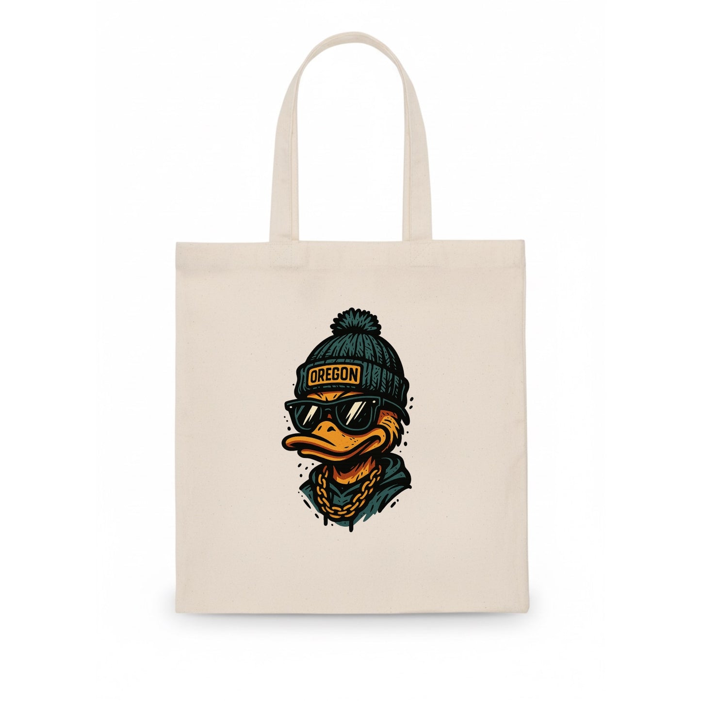 Eugene Duck wearing Oregon beanie with p - Tote Bag - white