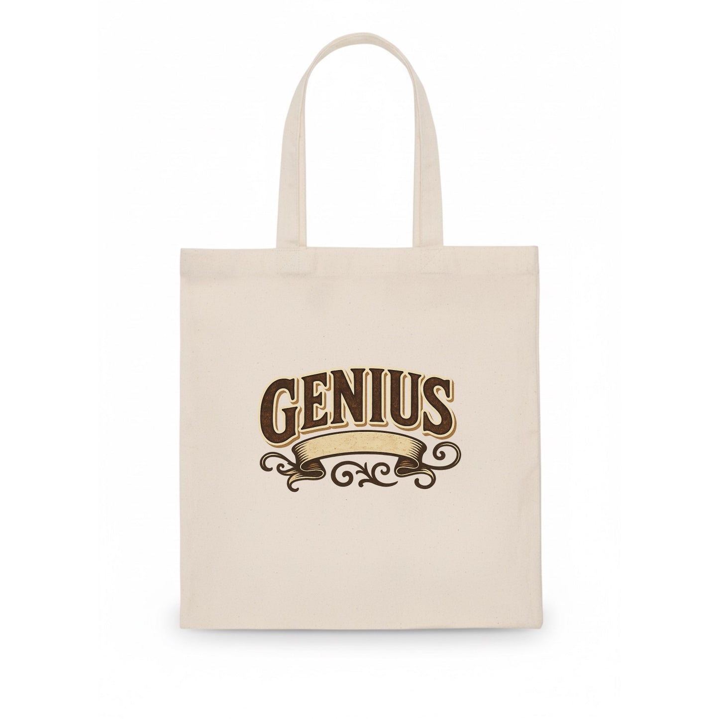 Bold typography design - "GENIUS" - exceptional intelligence, brilliance - Tote Bag - white
