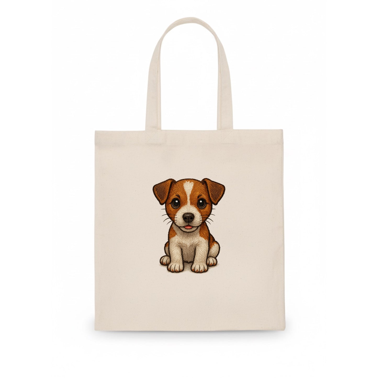 Baby Jack Russell Terrier Puppy - white with markings, alert ears, energetic eyes, - Tote Bag - white