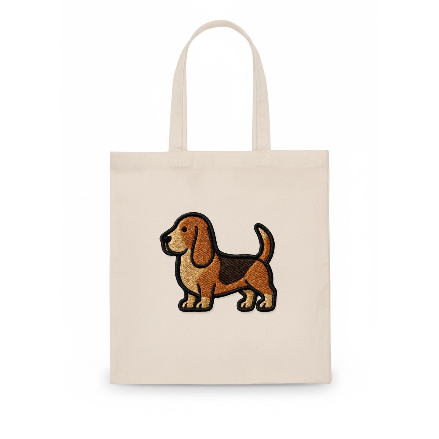 Basset Hound - Trendy low-rider design with prominent black outline - Tote Bag - white