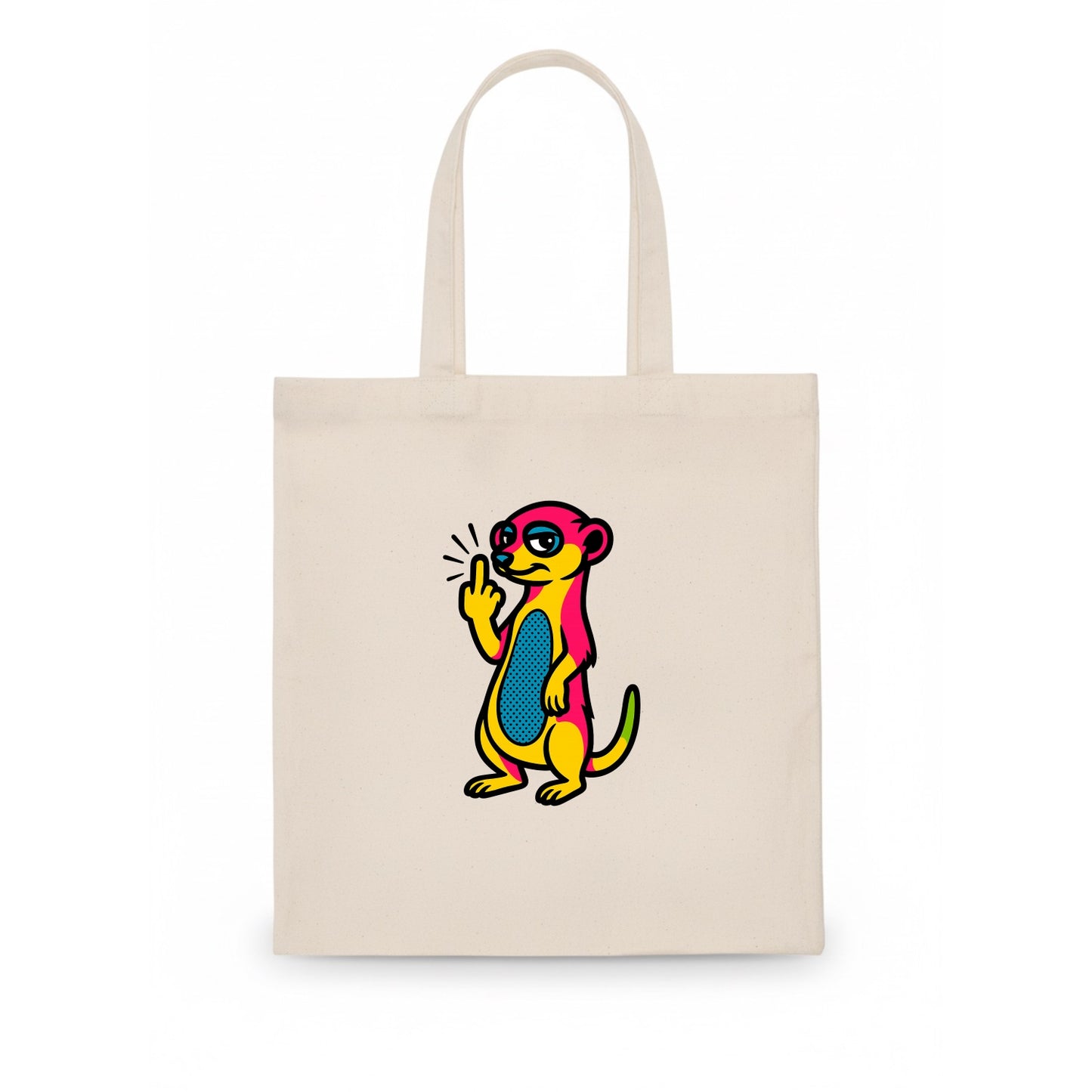 cute meerkat standing guard on hind legs, one front paw raised in sassy salute - Tote Bag - white