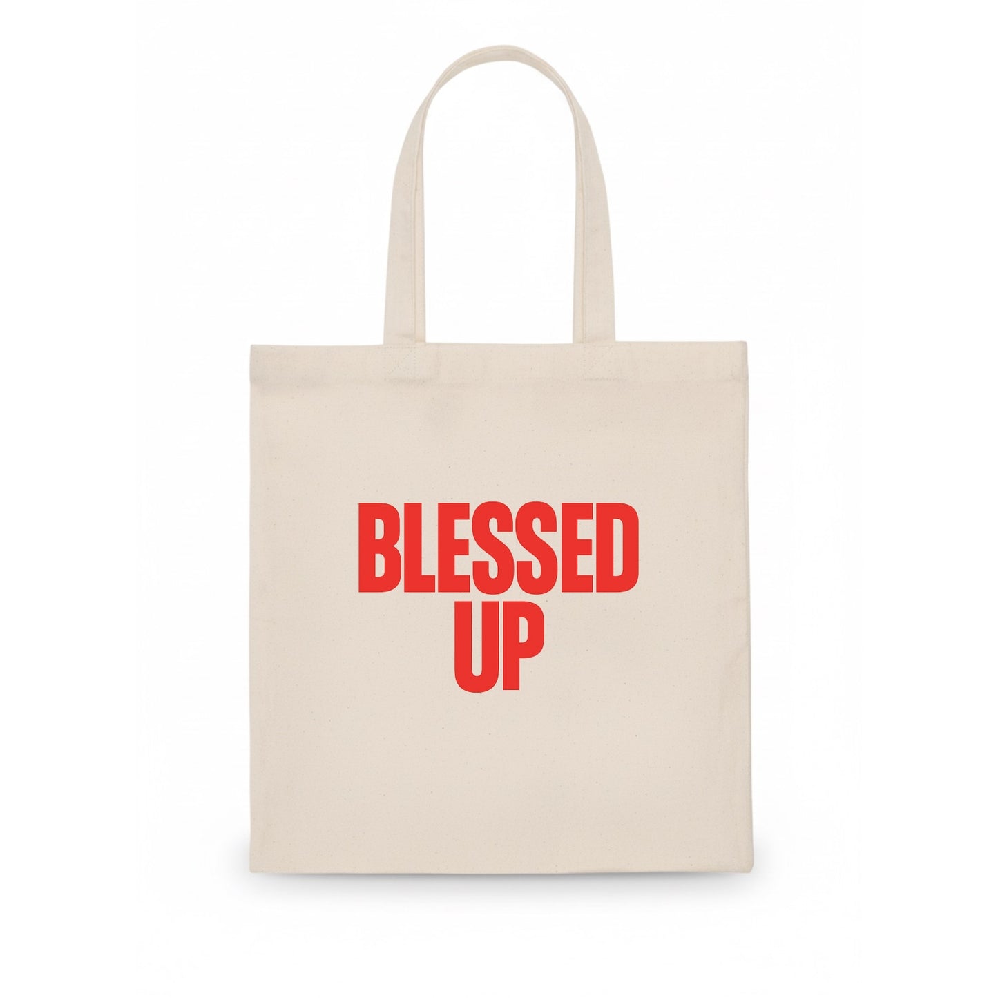 Bold typography design - "BLESSED UP" - recognizing fortune - Tote Bag - white