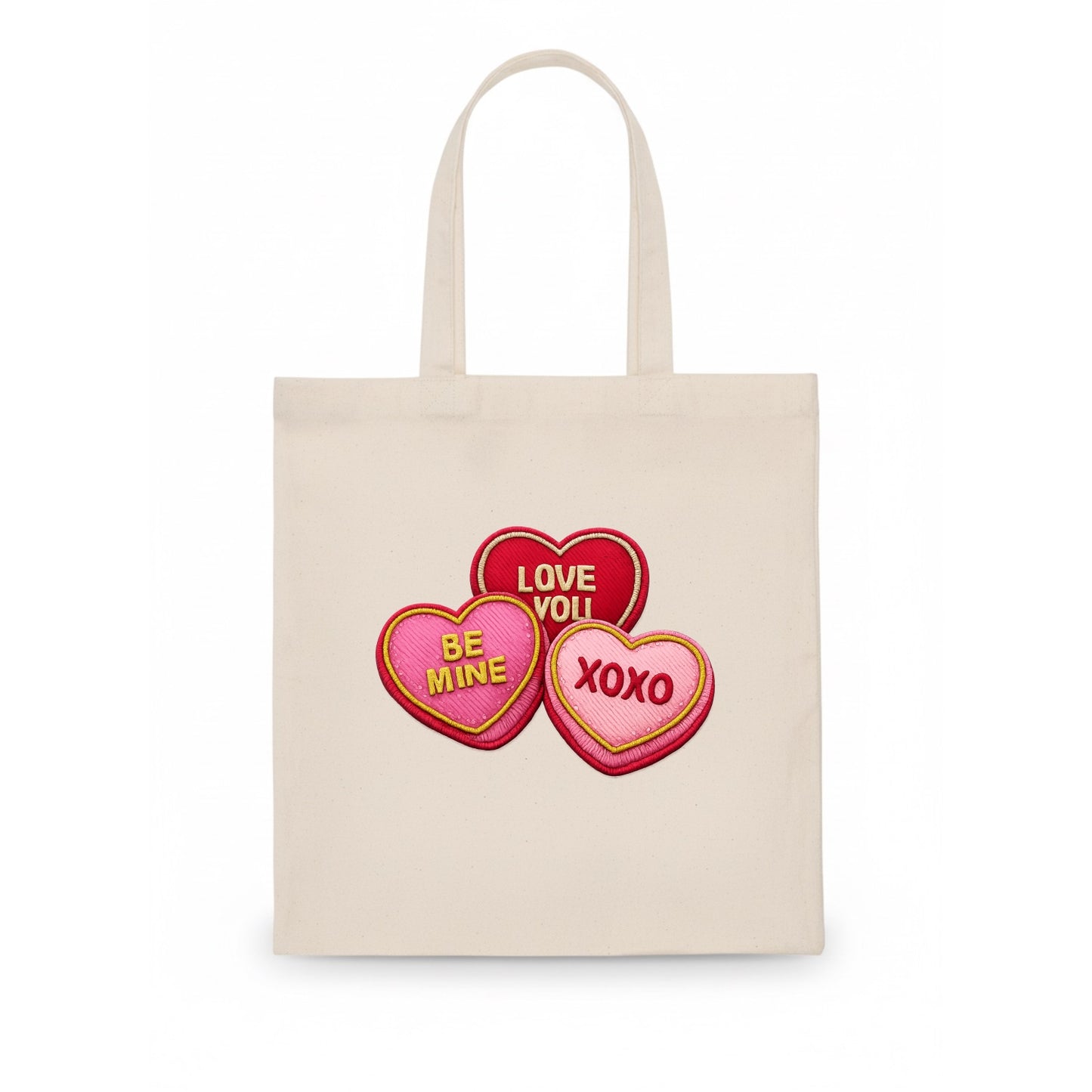 VALENTINES HEARTS - candy hearts in pink and red , love day - Tote Bag - white