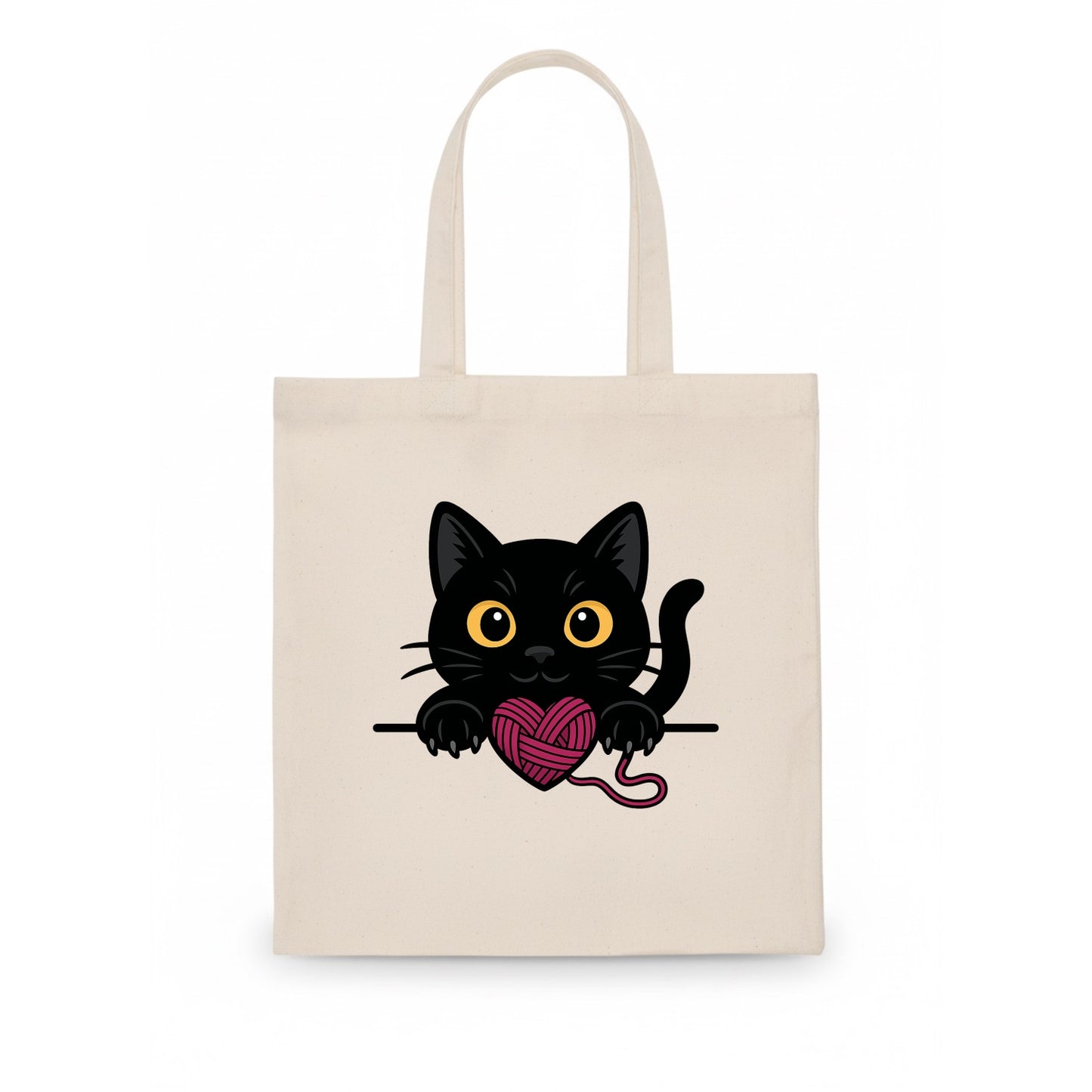 Midnight the black cat stretching tall with claws gently hooked over the edge. - Tote Bag - white