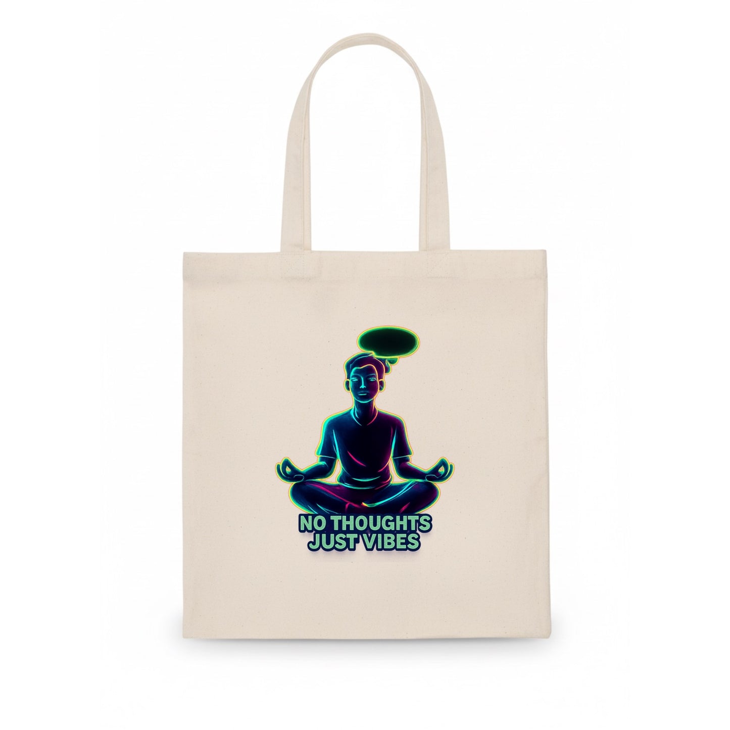 Peaceful floating figure with empty thought bubble - "no thoughts just vibes" zen state - Tote Bag - white