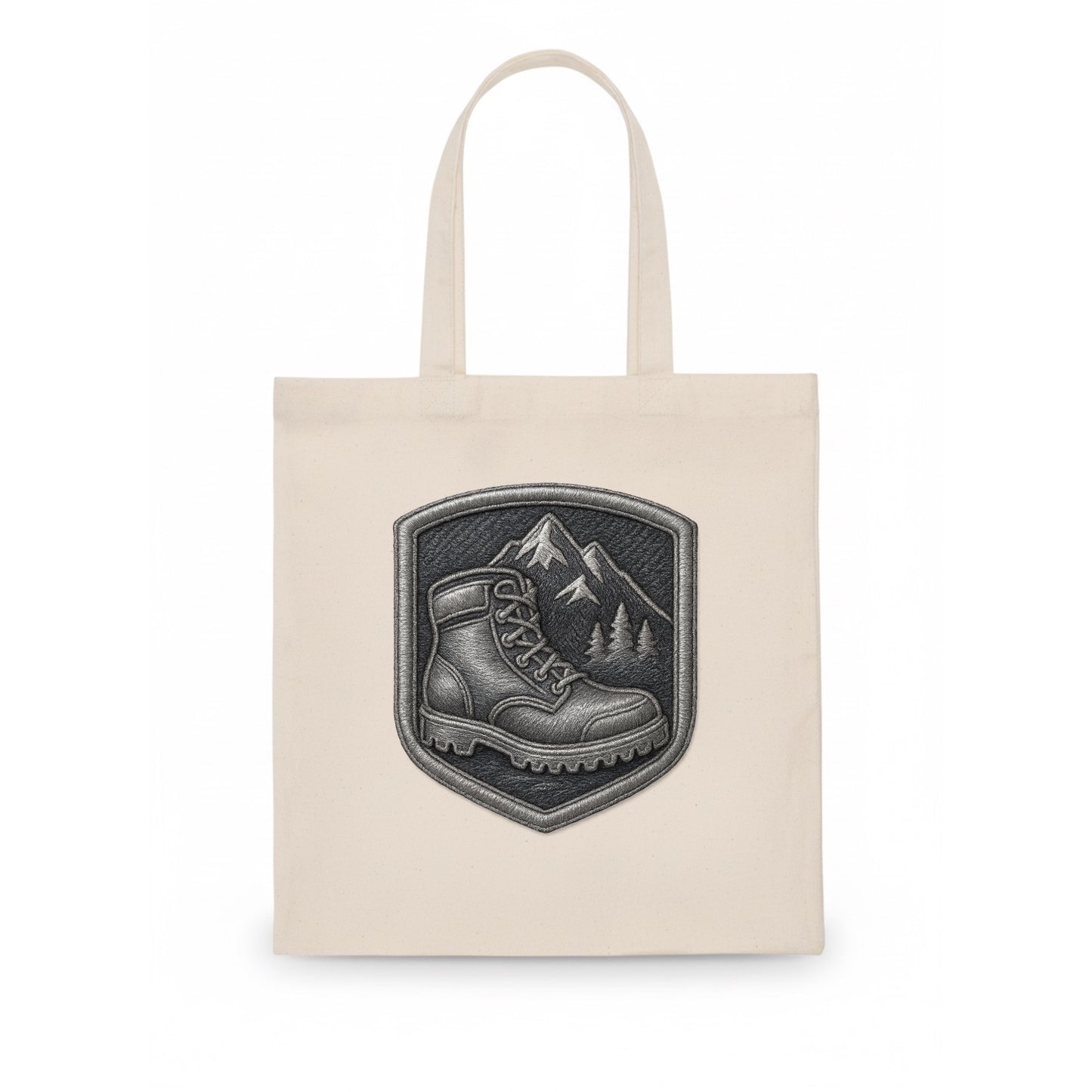 Hiking boots with mountain peak - hiker pride - Tote Bag - white