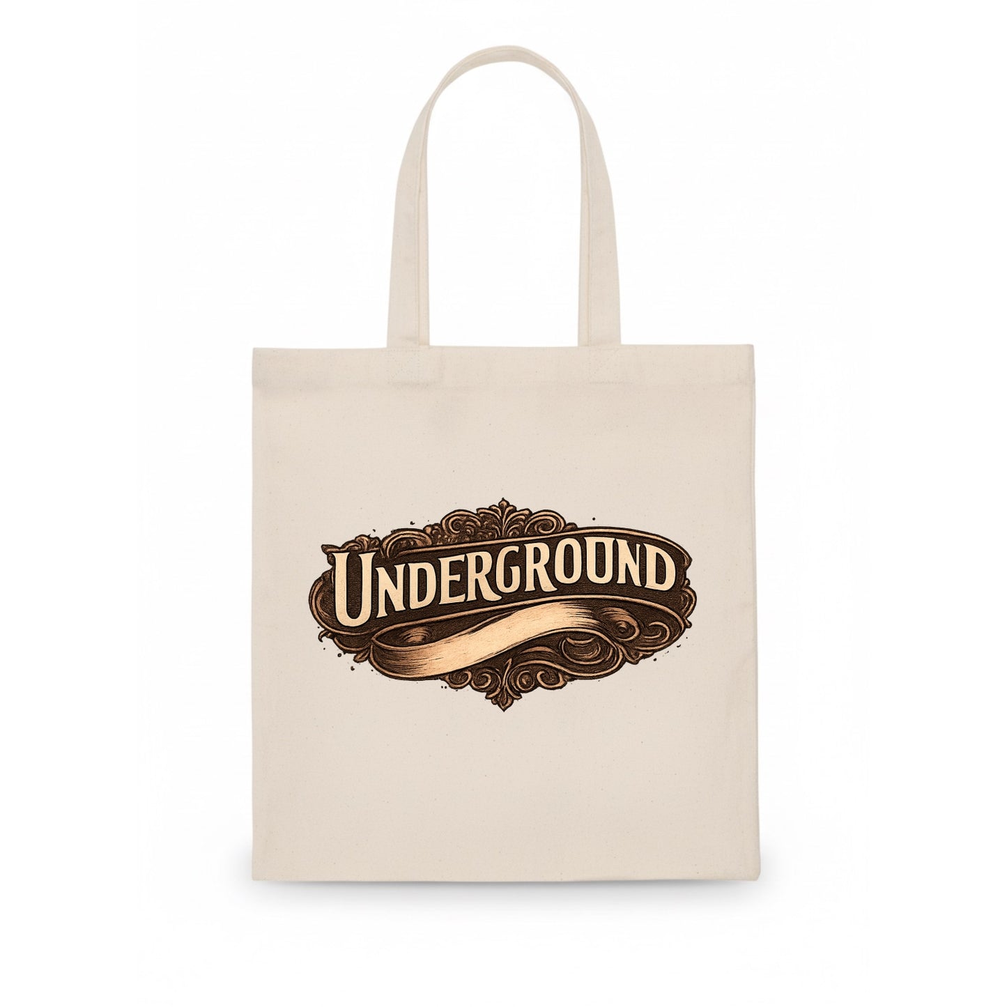 Bold typography design - "UNDERGROUND" - hidden scene, alternative - Tote Bag - white
