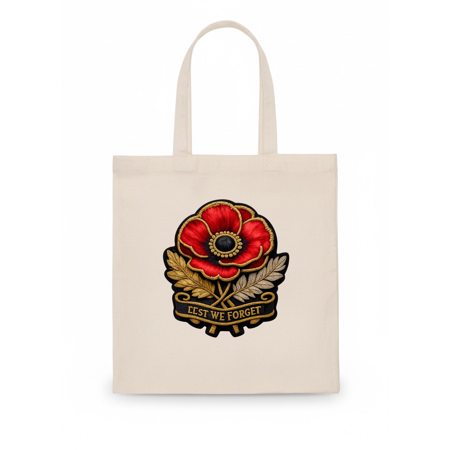 MEMORIAL POPPY - red poppy flower in scarlet , remembrance - Tote Bag - white