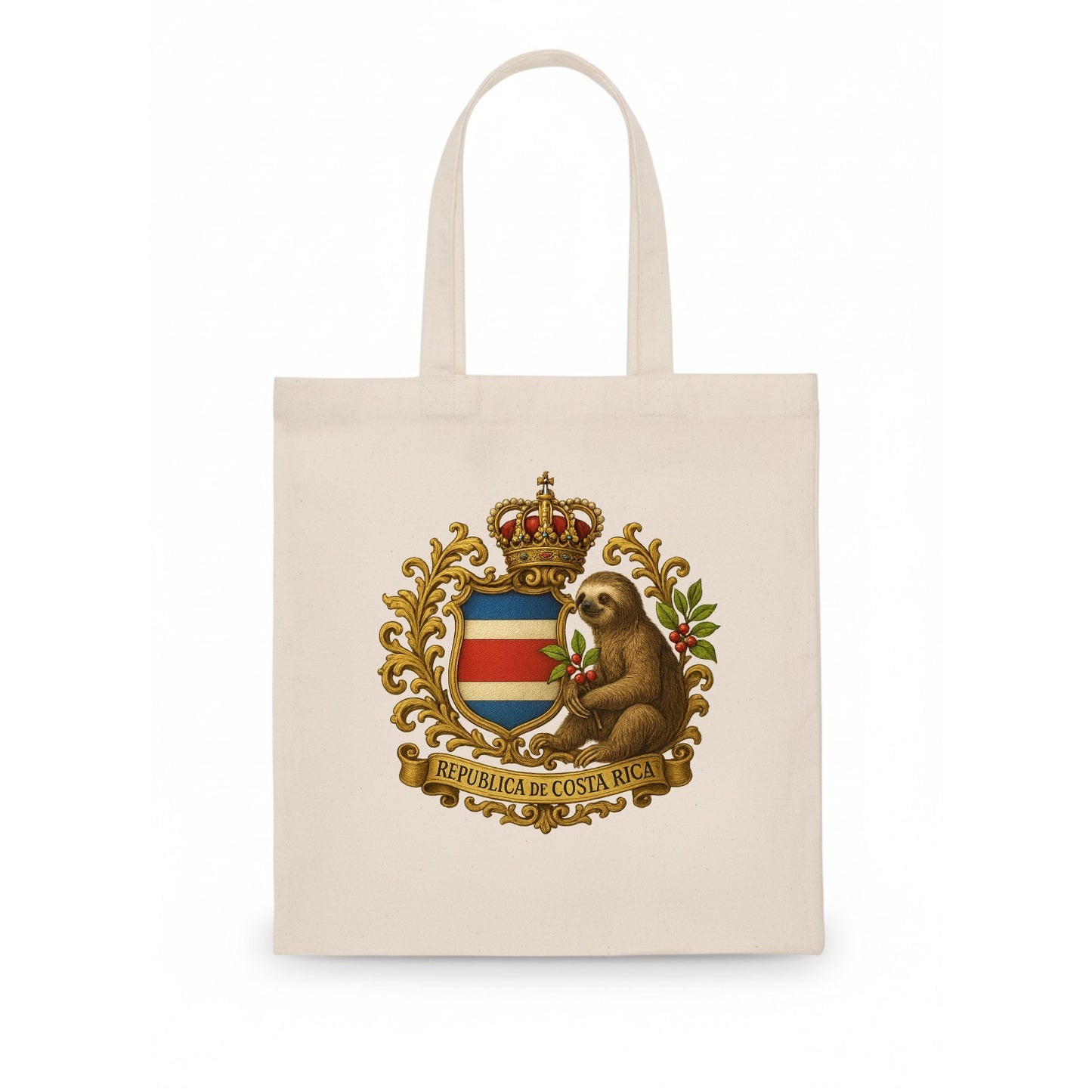 Costa Rica Sloth Emblem - Tote Bag - white