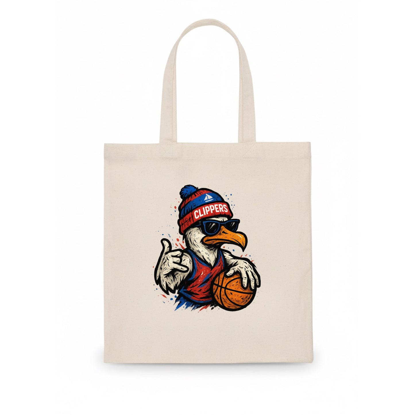 LA Seagull wearing Clippers red white and blue beanie with ship patch and wayfarer - Tote Bag - white
