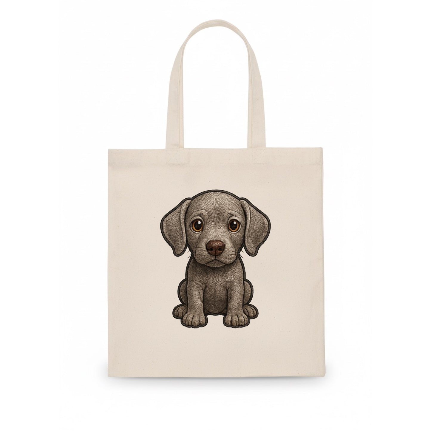 Baby Weimaraner Puppy - silver-gray coat, amber eyes, sleek body, front-facing, ghost - Tote Bag - white