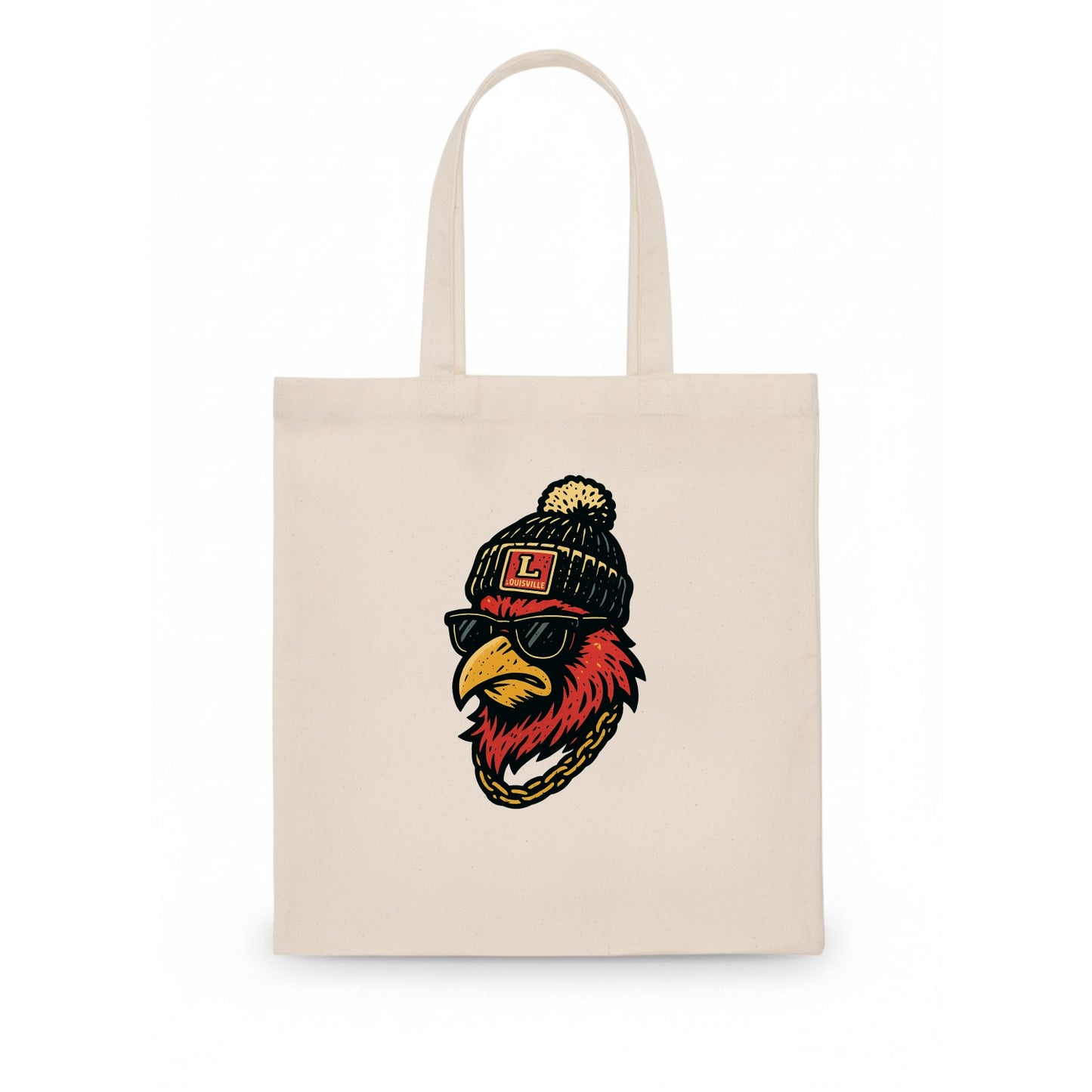 Louisville Cardinal wearing Louisville beanie with L patch - Tote Bag - white