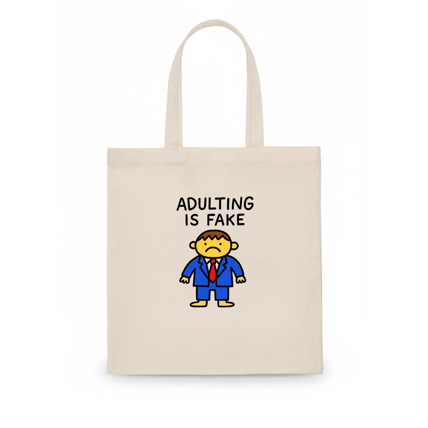 ADULTING IS FAKE | Child in suit pretending - Tote Bag - white