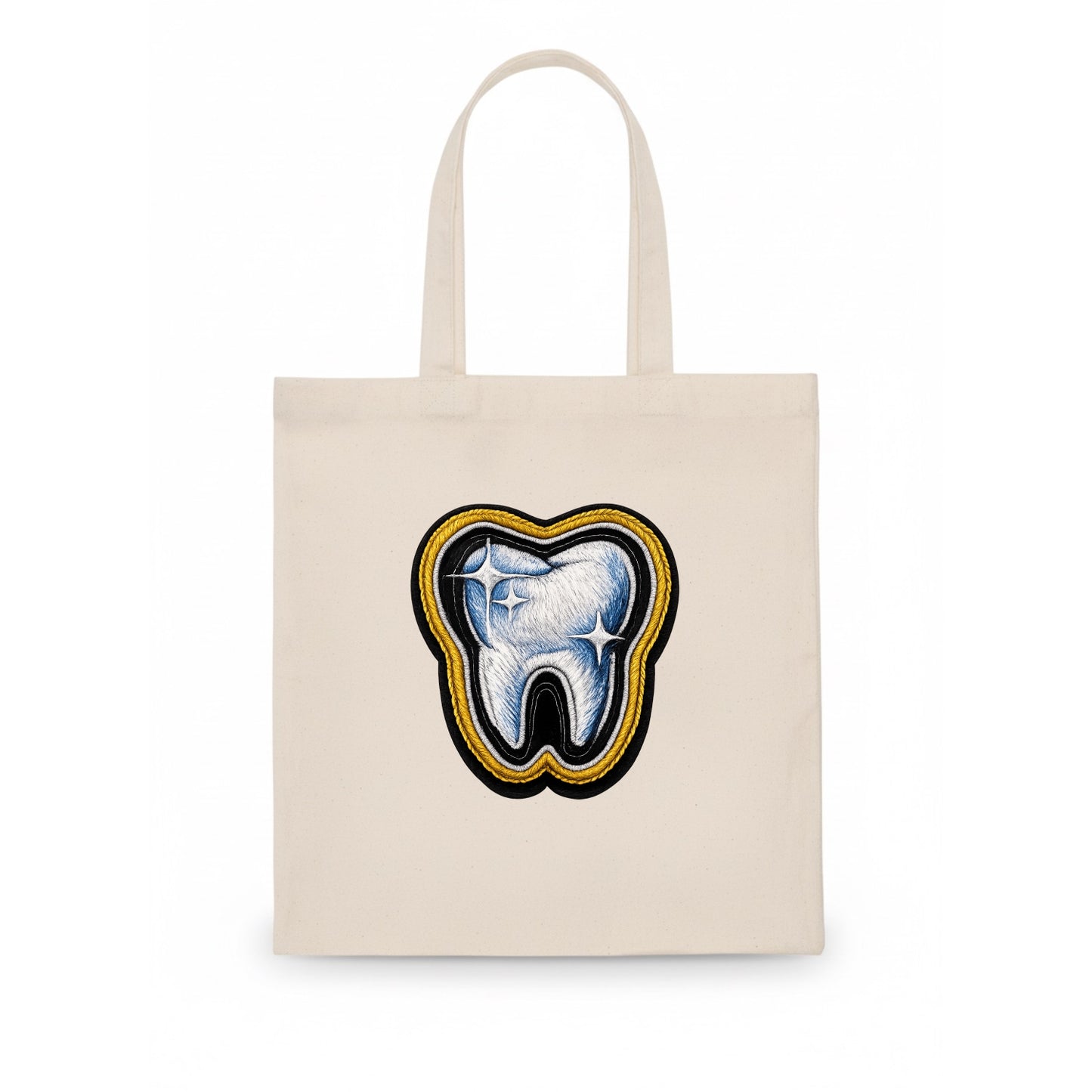DENTAL TOOTH - molar with sparkle in white and blue , dentist - Tote Bag - white