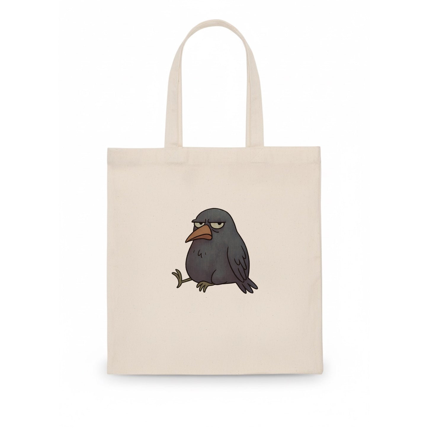 THE CROW JUDGES SILENTLY | Black crow with disapproving look - Tote Bag - white