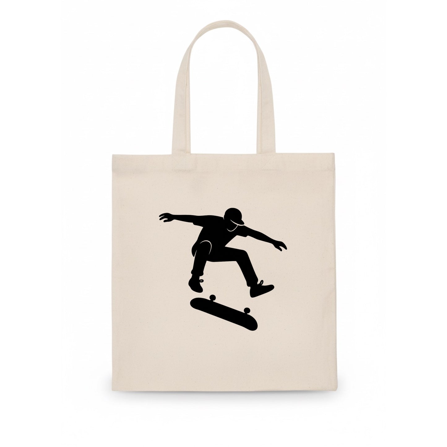 Skateboarder doing kickflip trick - Tote Bag - white