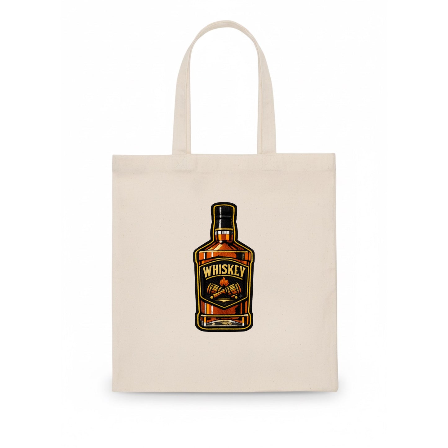 WHISKEY BOTTLE - bourbon bottle in amber and gold , spirits connoisseur - Tote Bag - white
