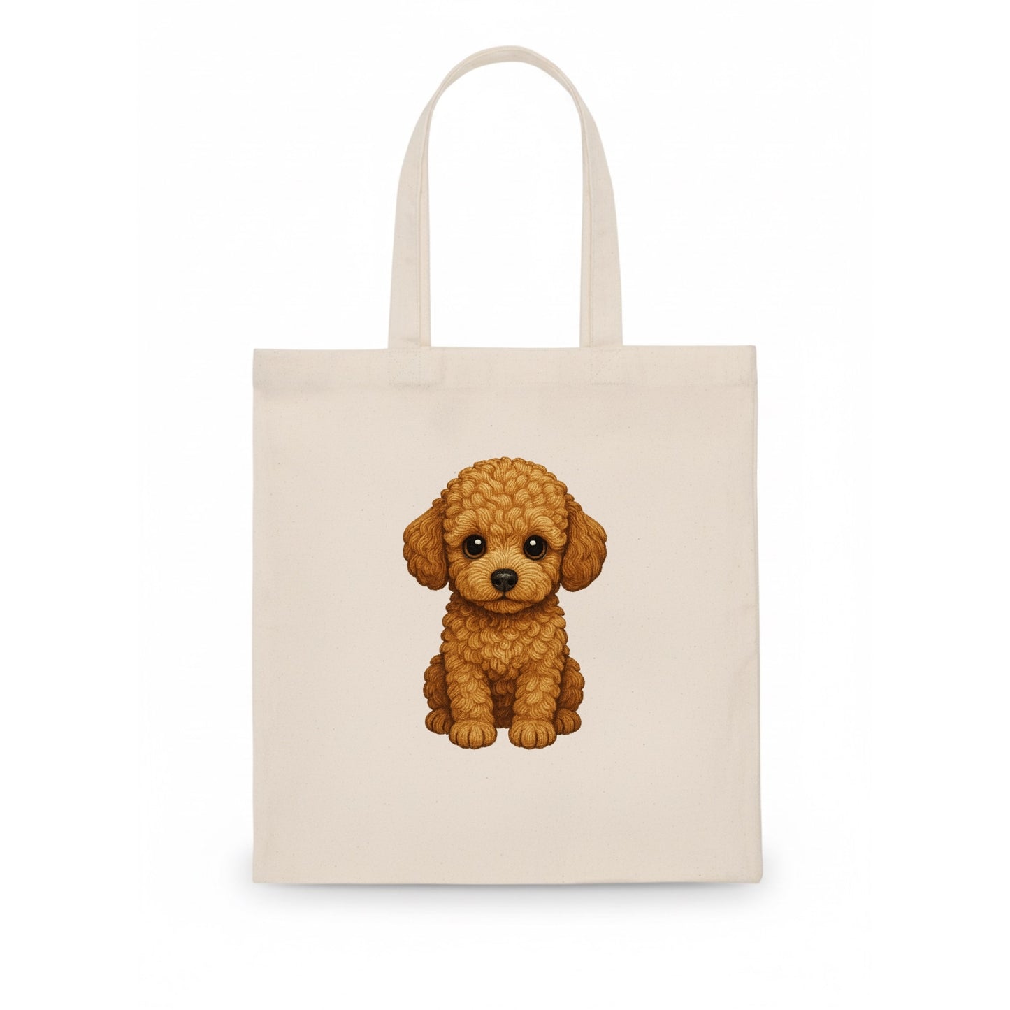 Baby Poodle Puppy - curly fluffy coat, intelligent eyes, elegant snout, front-facing, - Tote Bag - white