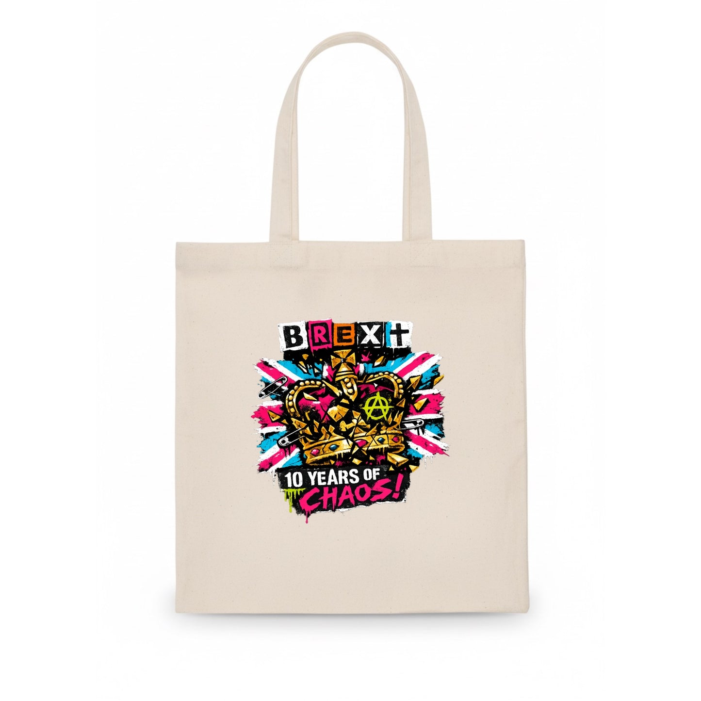 BROKEN CROWN | Shattered British crown | Gold fragments scattered | Power dismantled | - Tote Bag - white