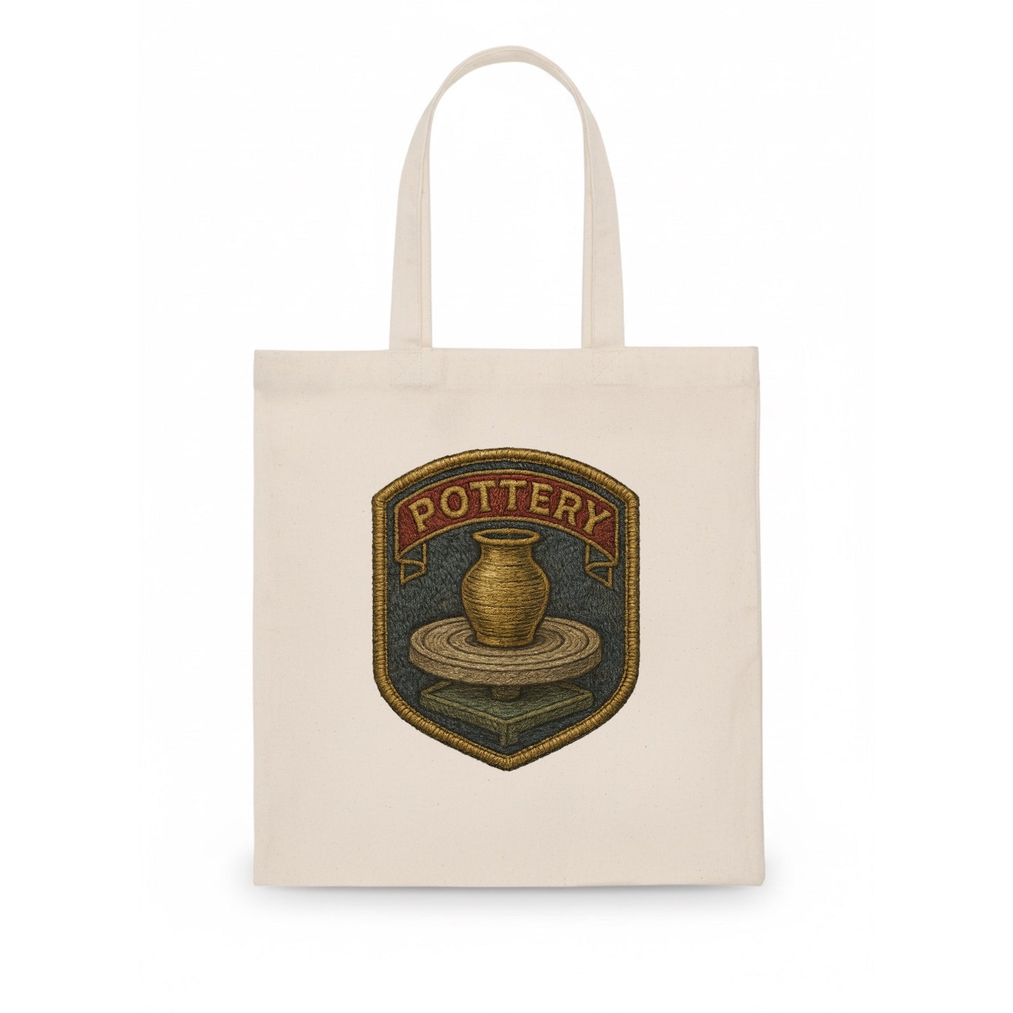 Pottery wheel with clay vessel - ceramicist symbol - Tote Bag - white
