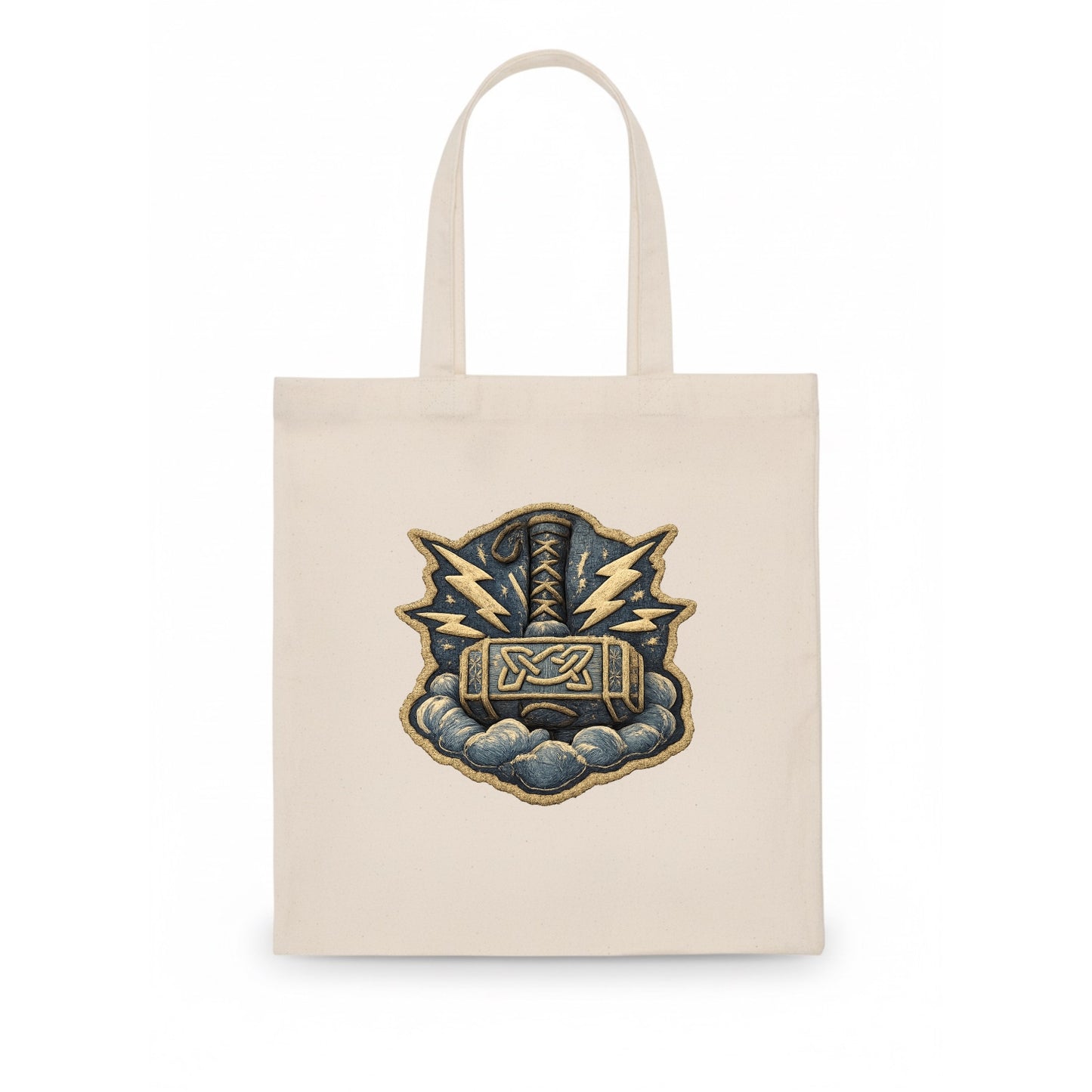 THOR HAMMER MJOLNIR - mighty hammer in silver and blue , thunder god - Tote Bag - white