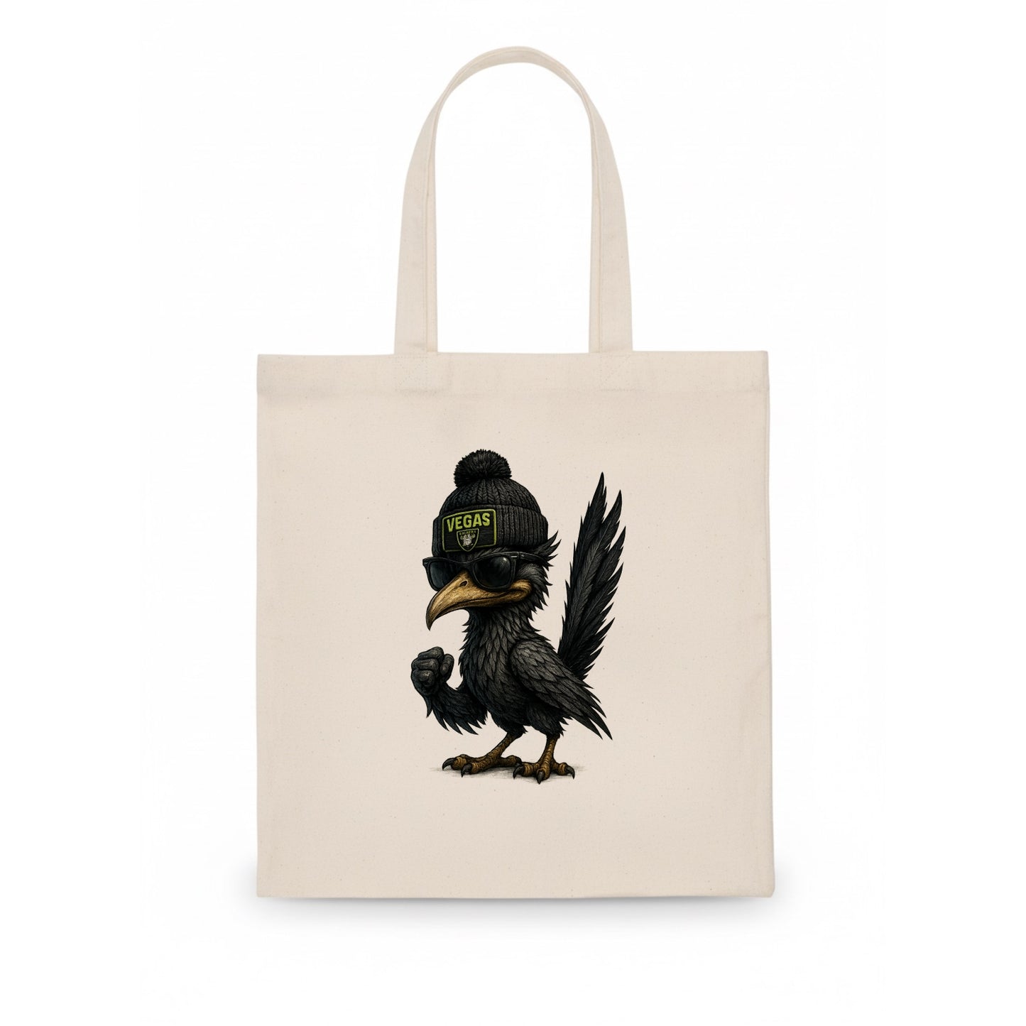 Vegas Roadrunner wearing Raiders beanie with neon patch and wayfarer sunglasses - Tote Bag - white