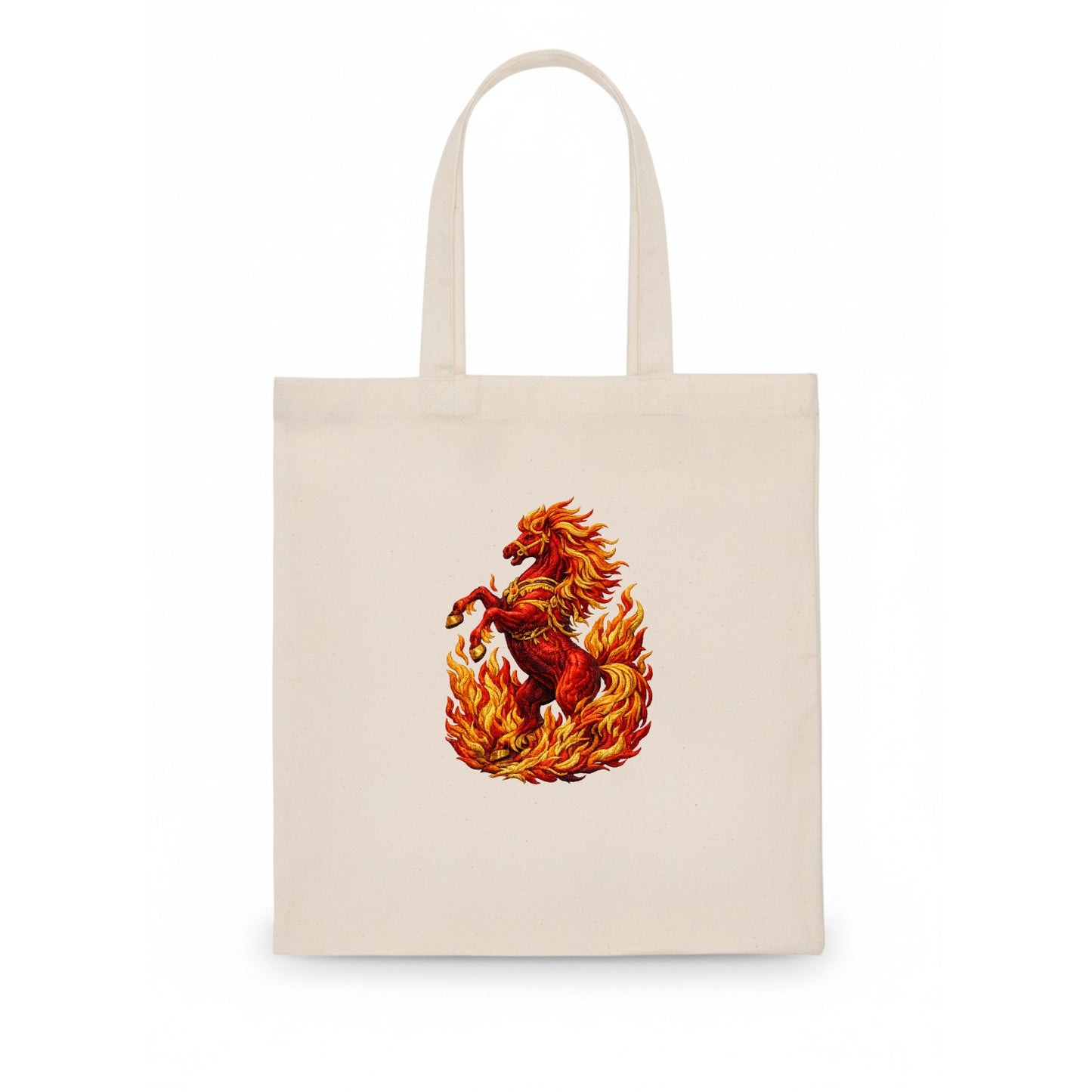 VICTORY BLAZE | Triumphant rearing horse in flames | Achievement celebration | Winning - Tote Bag - white