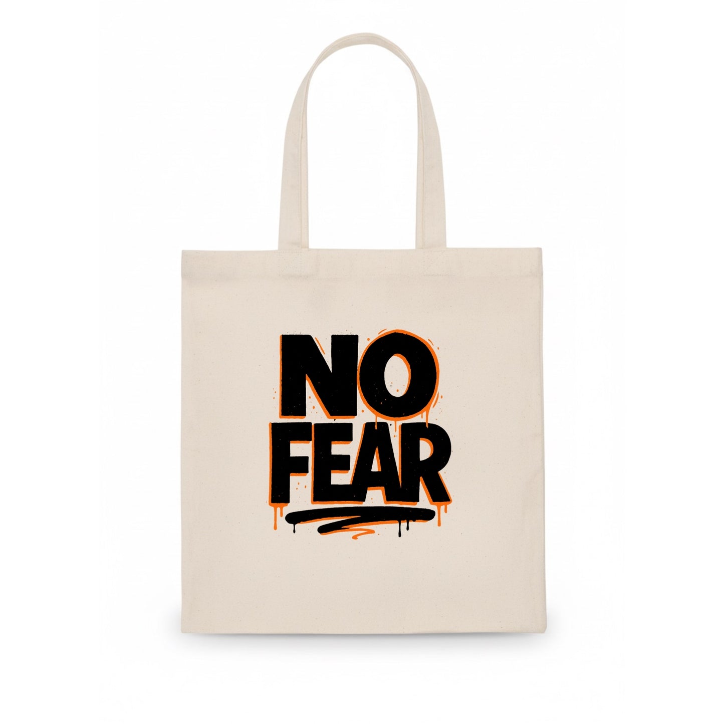 Bold typography design - "NO FEAR" - courage, bravery - Tote Bag - white