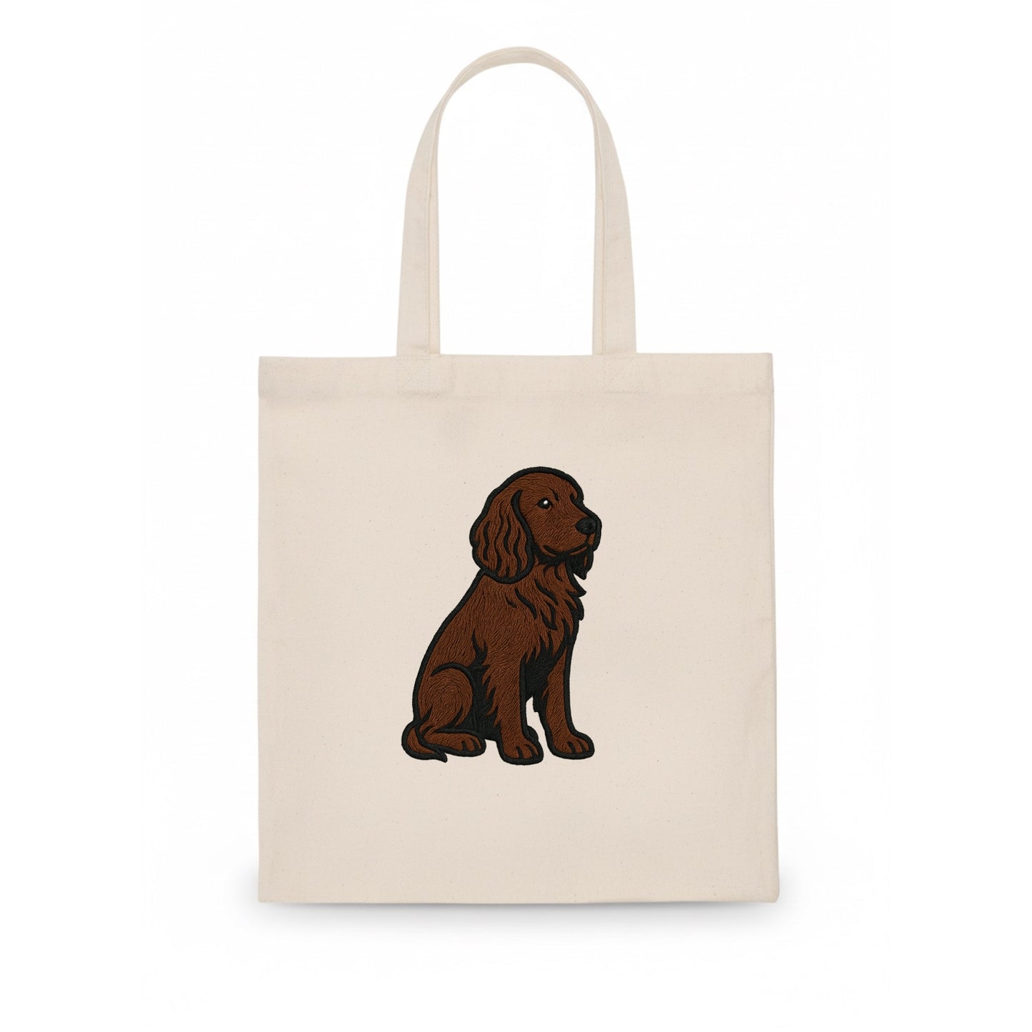 Field Spaniel - Liver colored embroidered sitting design - Tote Bag - white