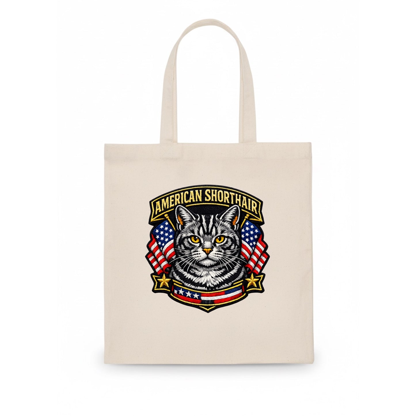 AMERICAN SHORTHAIR - classic american cat in silver tabby , all-American cat - Tote Bag - white