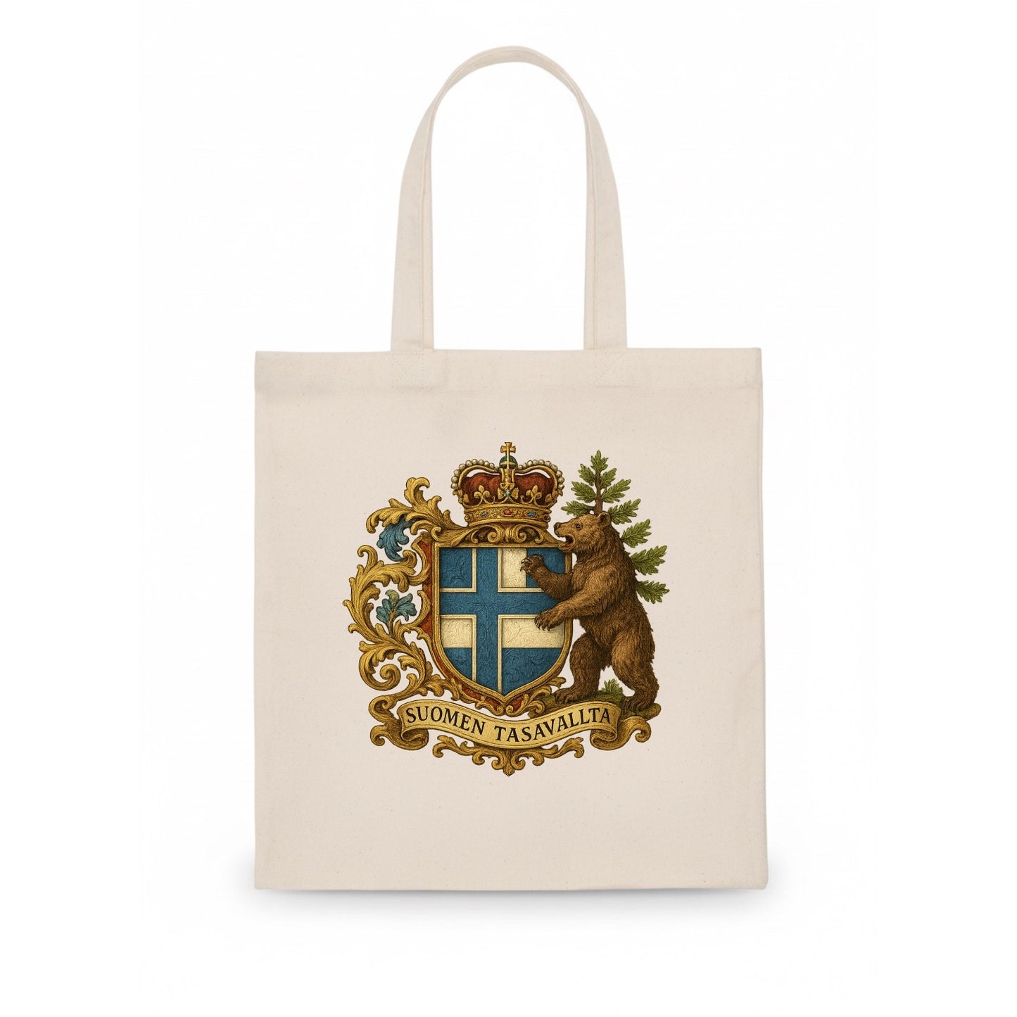 Finland Brown Bear Emblem - Tote Bag - white