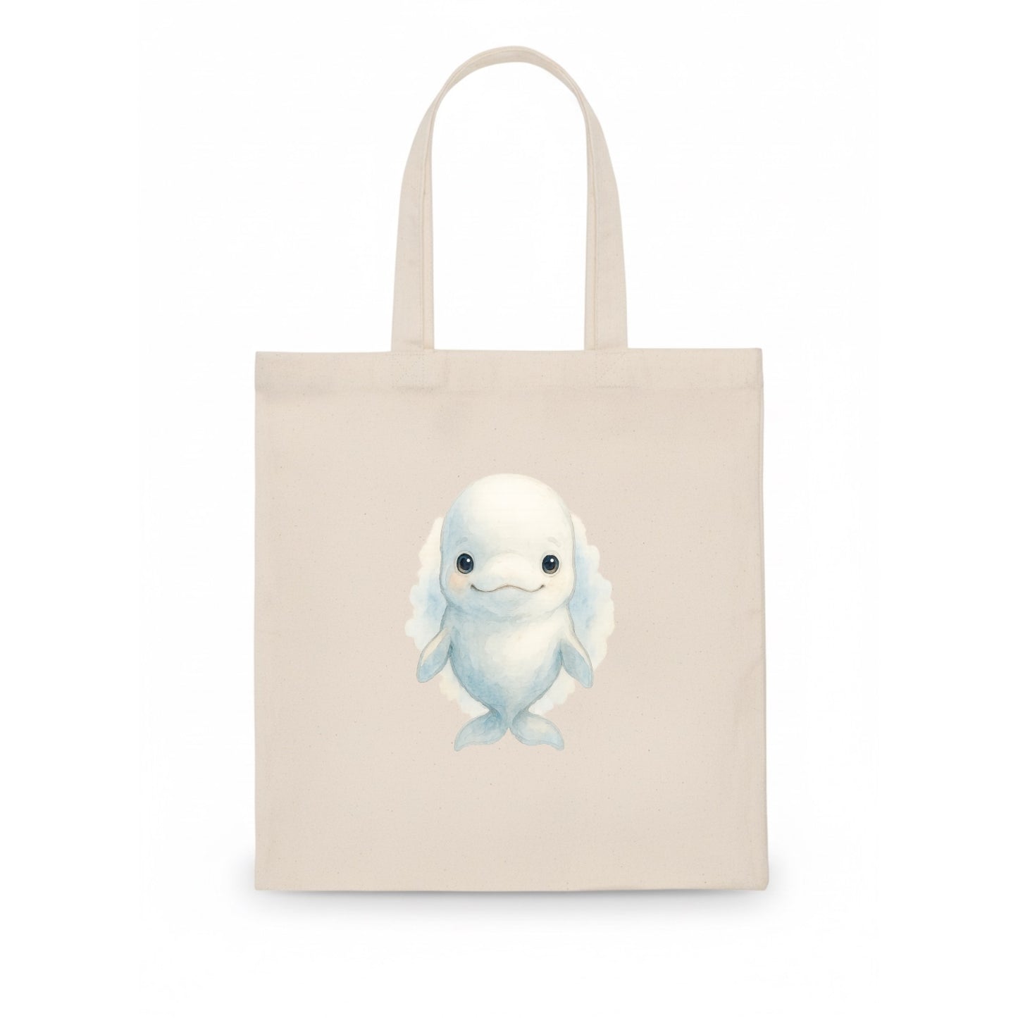 Baby Beluga Whale - pure white, rounded forehead, small eyes with big personality, - Tote Bag - white