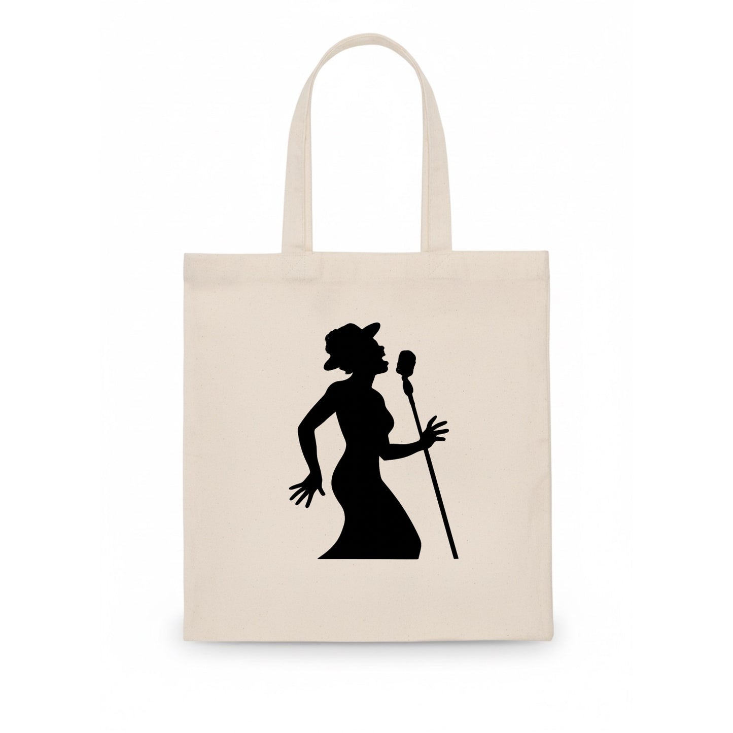 Jazz singer at vintage microphone - Tote Bag - white