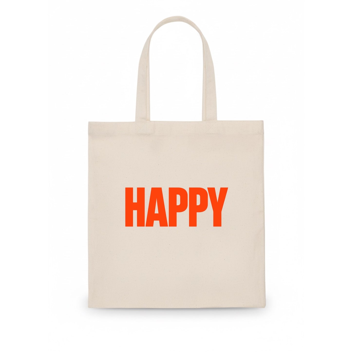 Bold typography design - "HAPPY" - joyful, content, pleased - Tote Bag - white