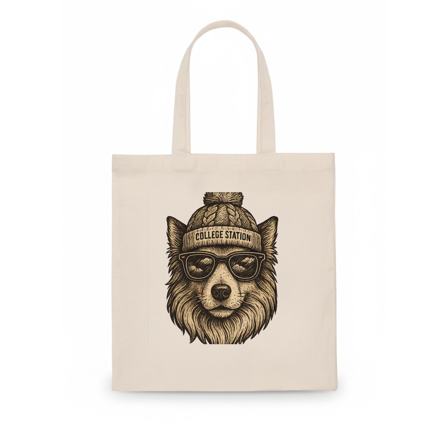 College Station Collie wearing Texas A&M - Tote Bag - white