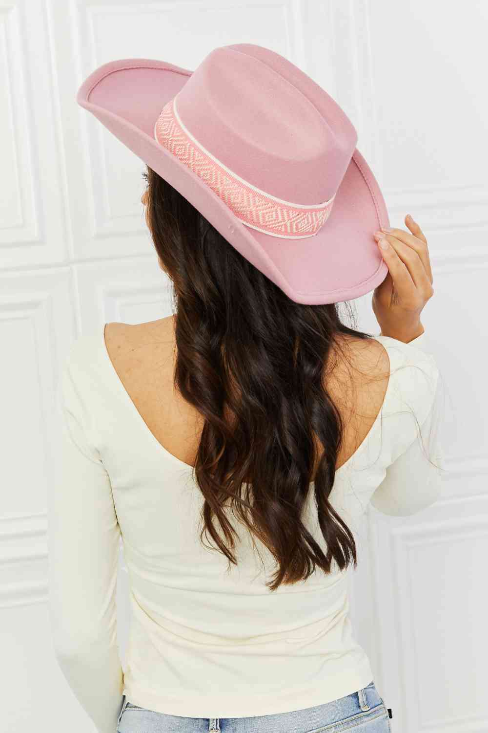 Pink Cowgirl Hat - Adjustable Felt Cowboy Hat for France