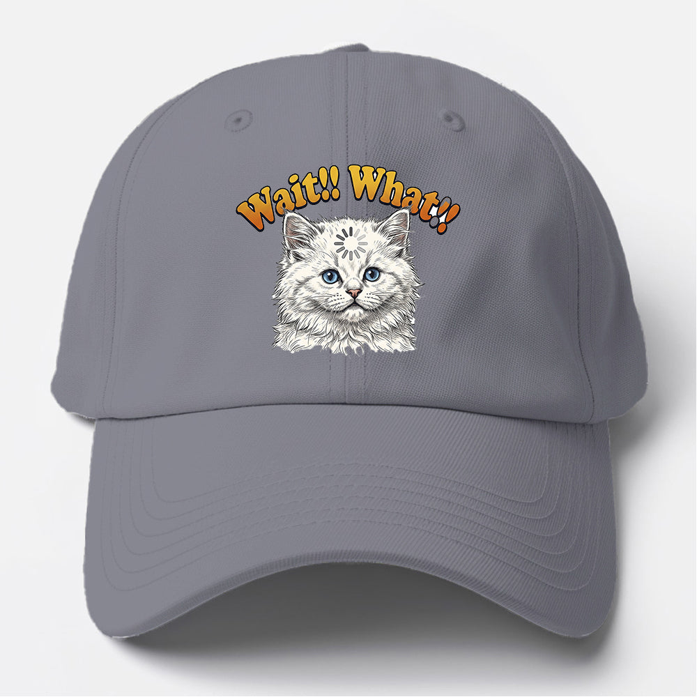 Wait What Cat Baseball Cap