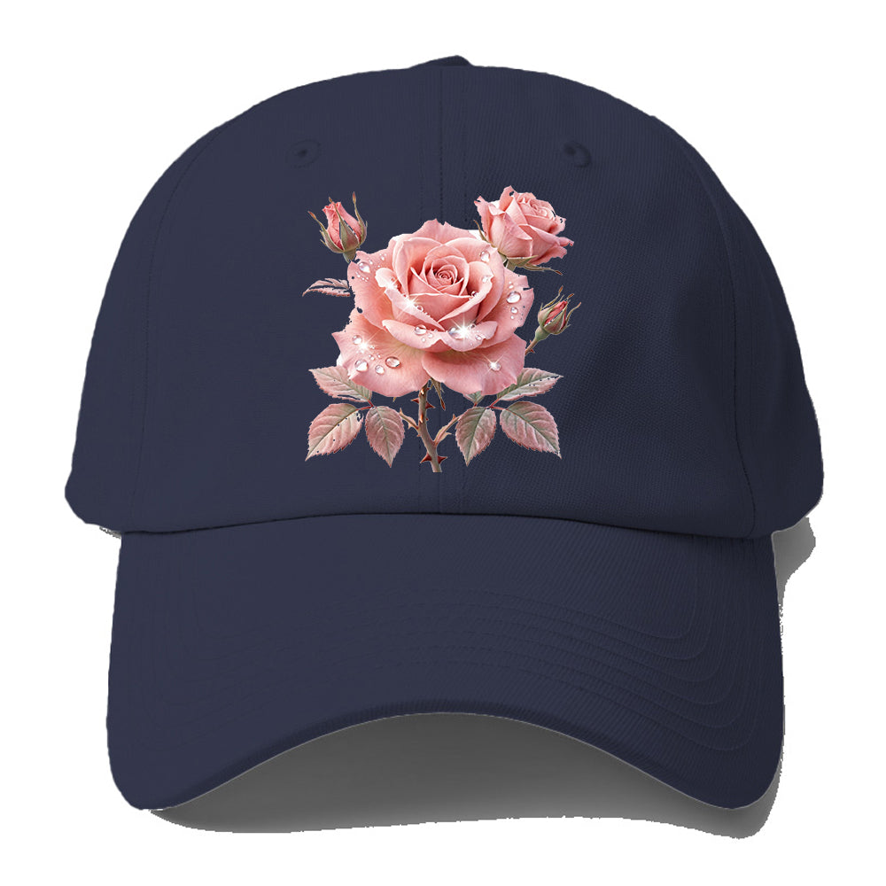 Pink Dew Drop Rose Baseball Cap