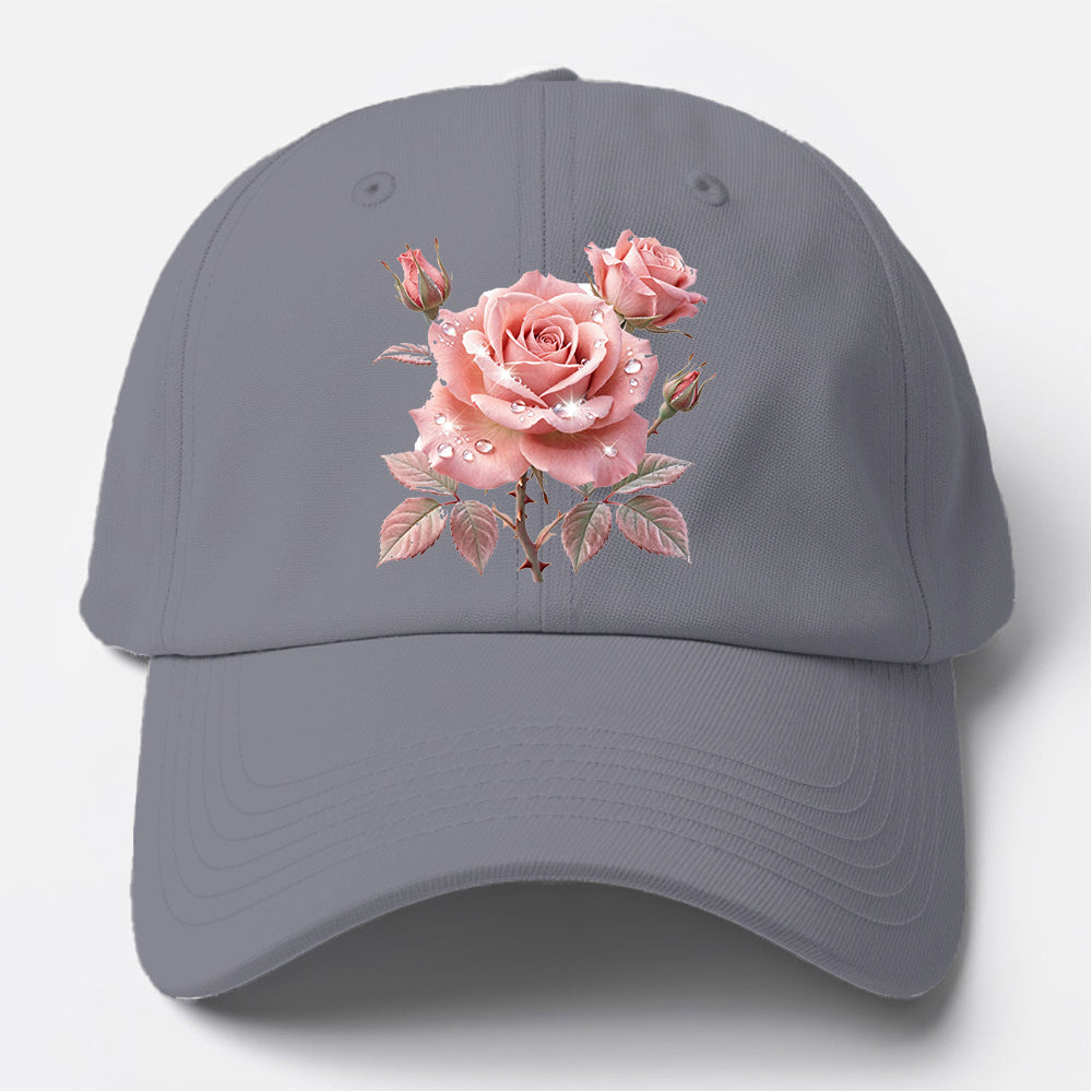 Pink Dew Drop Rose Baseball Cap