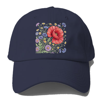 Red Poppy Wildflowers Baseball Cap