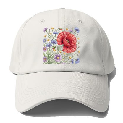 Red Poppy Wildflowers Baseball Cap