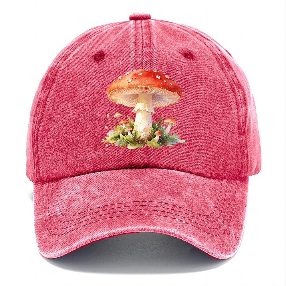 Red Watercolor Mushroom Classic Cap