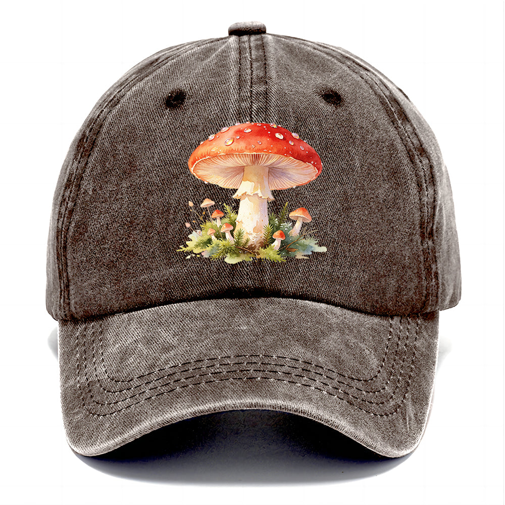Red Watercolor Mushroom Classic Cap
