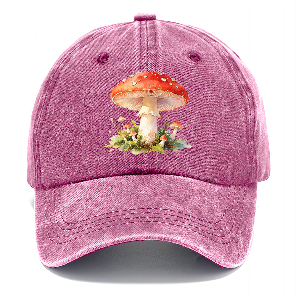 Red Watercolor Mushroom Classic Cap