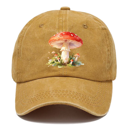 Red Watercolor Mushroom Classic Cap