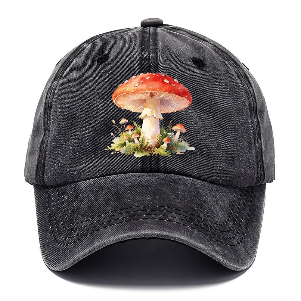 Red Watercolor Mushroom Classic Cap