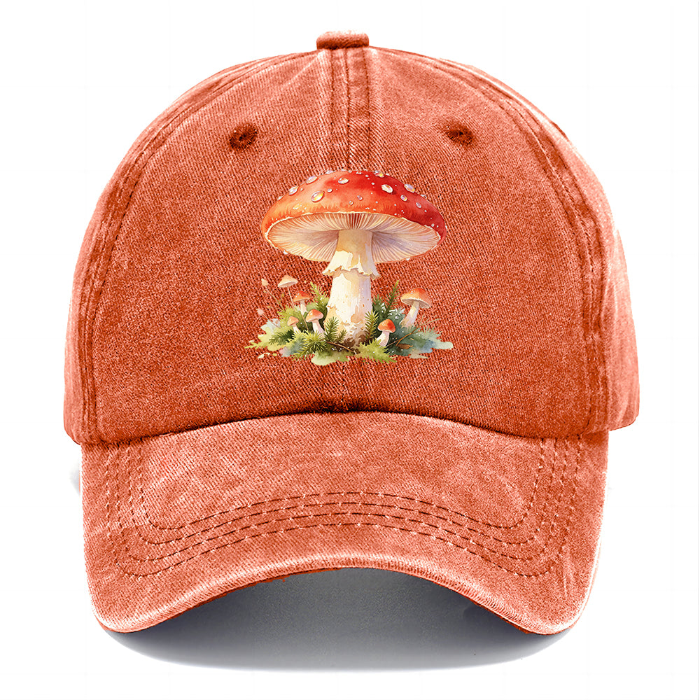 Red Watercolor Mushroom Classic Cap