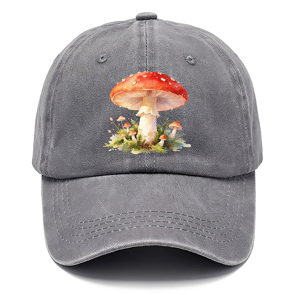 Red Watercolor Mushroom Classic Cap