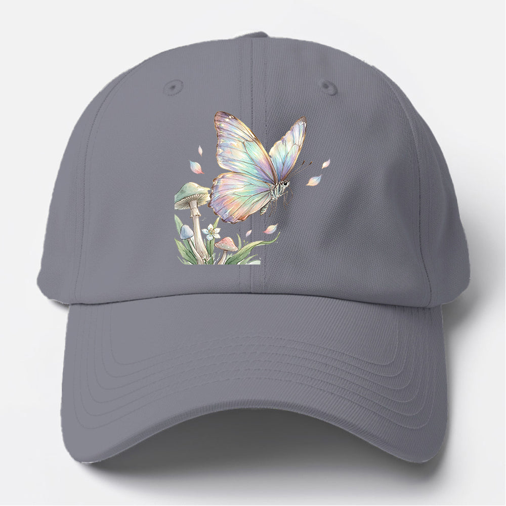 Iridescent Butterfly Mushroom Baseball Cap